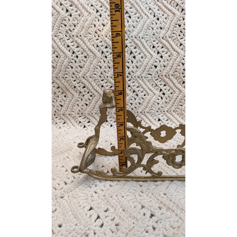 Vintage Brass Art Nouveau Wine Bottle Cradle Holder Lady Figure Floral Decor